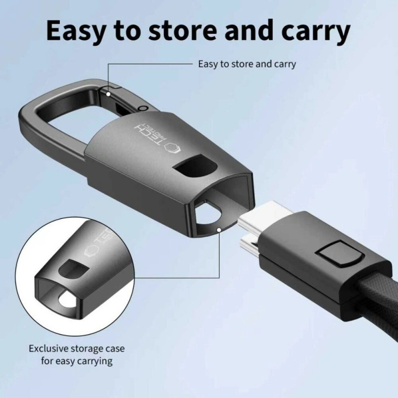 Tech-Protect Ultraboost DNA cabo porta-chaves USB-C para USB-C PD 60W / 3A, 17 cm, cinzento ferro