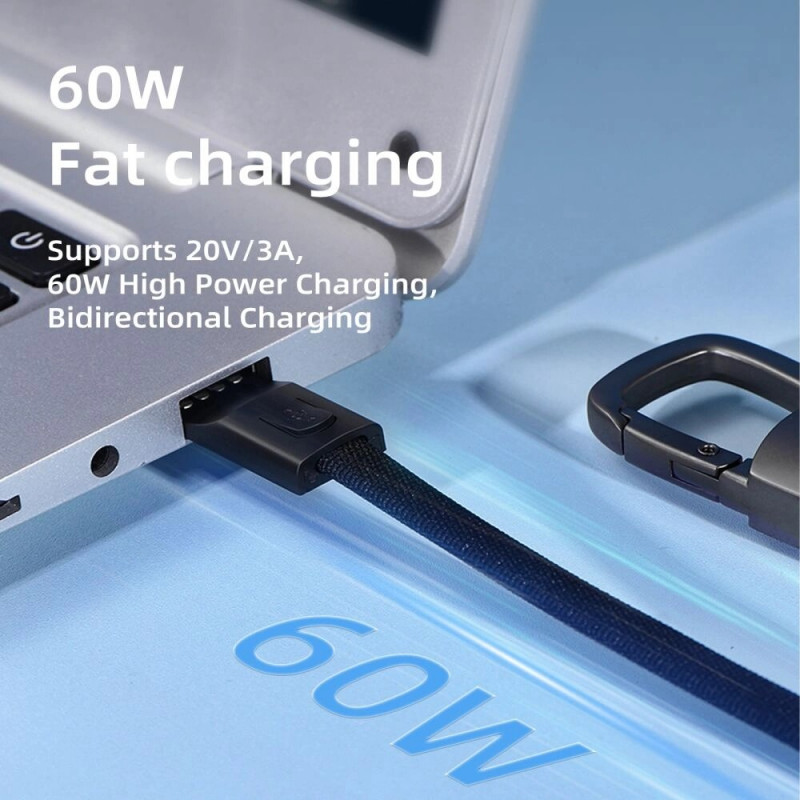 Tech-Protect Ultraboost DNA cabo porta-chaves USB-C para USB-C PD 60W / 3A, 17 cm, cinzento ferro