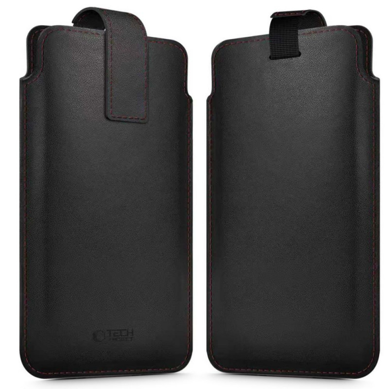 Tech-Protect SM65 bolsa universal para telemóvel, 6,0-6,9 polegadas, pele ecológica, preta e vermelha