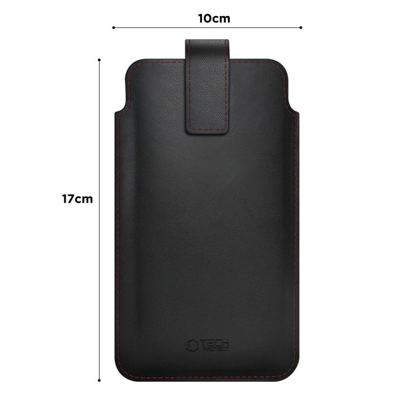 Tech-Protect SM65 bolsa universal para telemóvel, 6,0-6,9 polegadas, pele ecológica, preta e vermelha