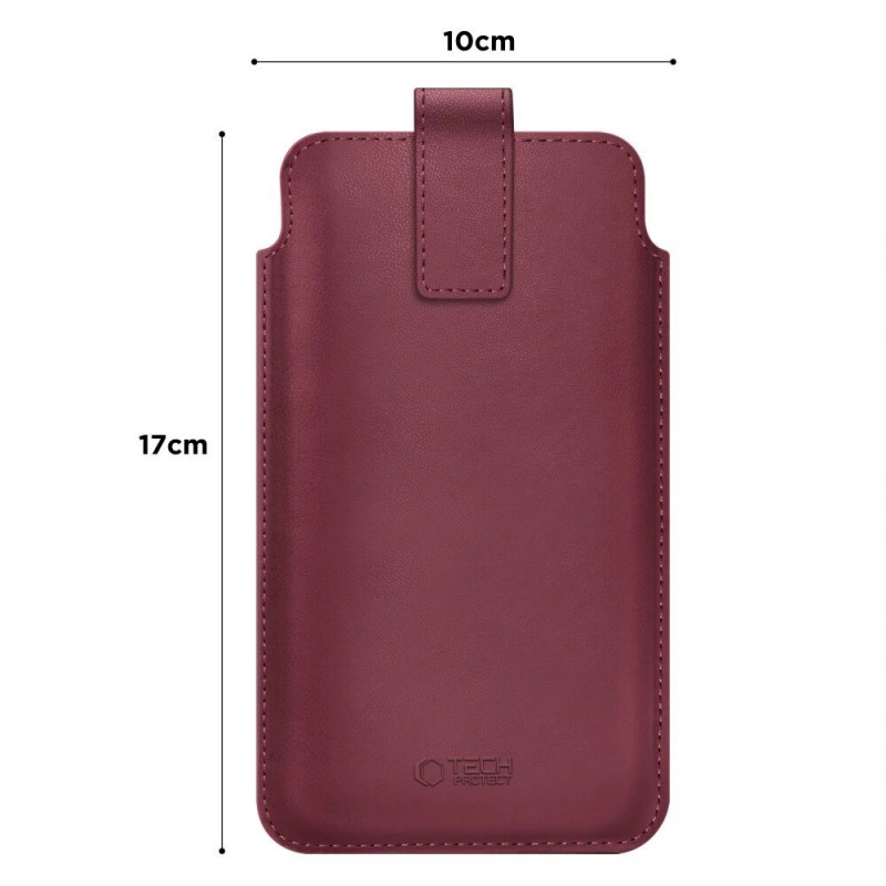 Tech-Protect SM65 bolsa universal para telemóvel, 6,0-6,9 polegadas, pele ecológica, bordô