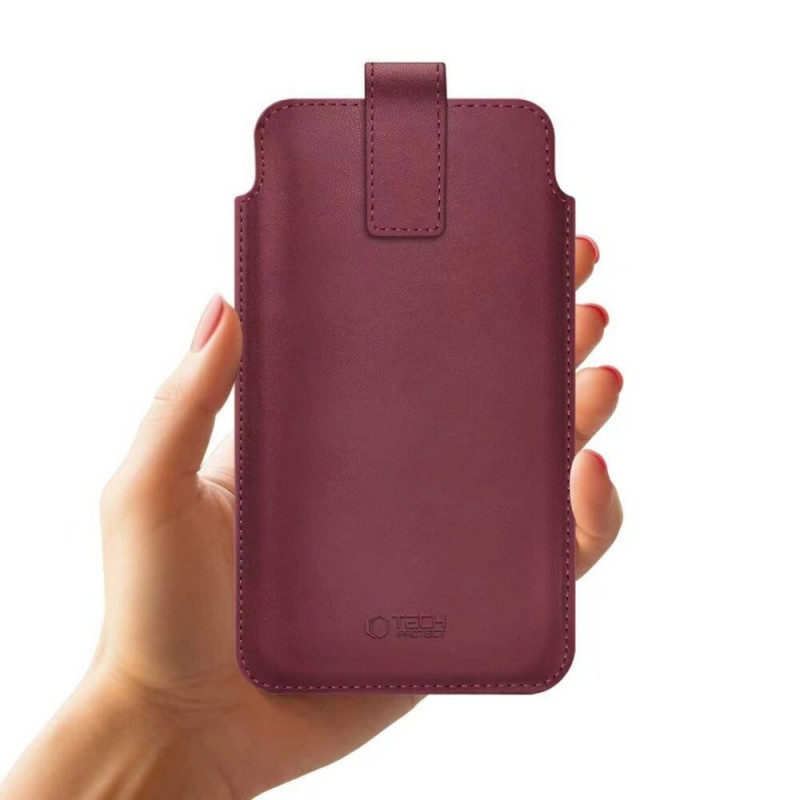 Tech-Protect SM65 bolsa universal para telemóvel, 6,0-6,9 polegadas, pele ecológica, bordô