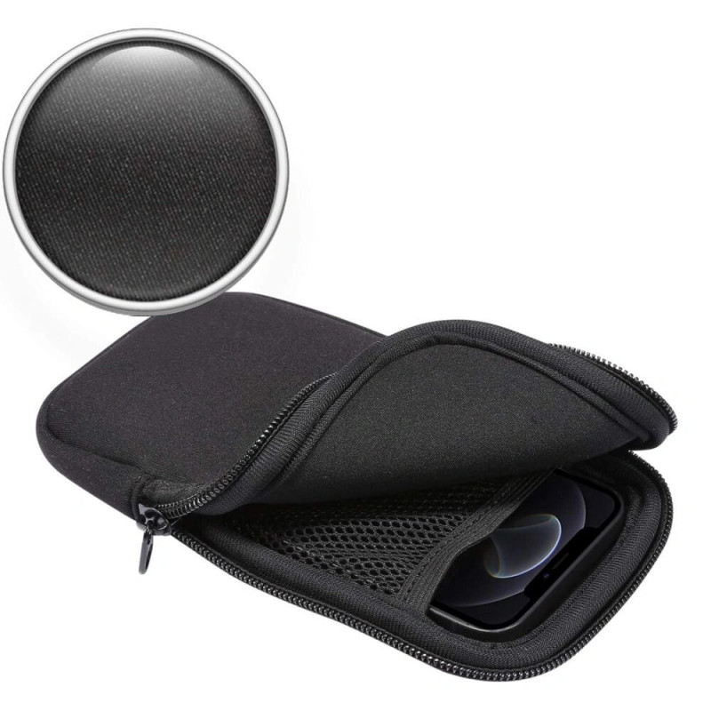 Tech-Protect SM70 bolsa universal para telemóvel, 6,0-7,2 polegadas, neopreno, com correia de pescoço, preta