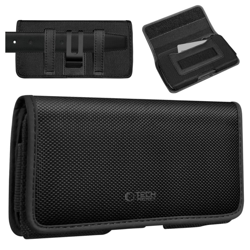 Tech-Protect SM90 bolsa universal de cinto para telemóvel, 5,8-6,8 polegadas, nylon, preta