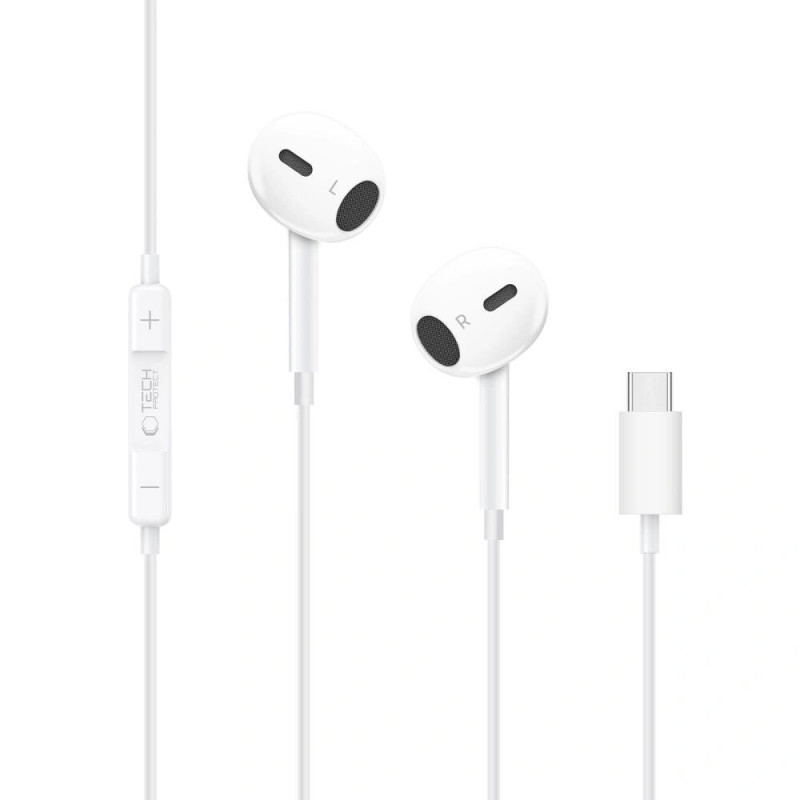 Tech-Protect Ultraboost Core G2 auriculares USB-C, brancos