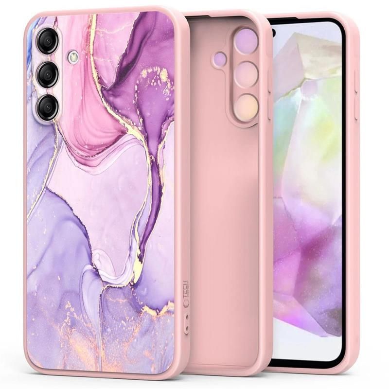 Tech-Protect Icon capa de silicone para Samsung Galaxy S25 FE, mármore, rosa