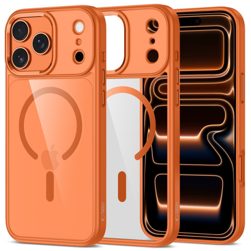 Tech-Protect MagMat MagSafe capa para Apple iPhone 17 Pro, laranja cósmico/transparente, THP4752