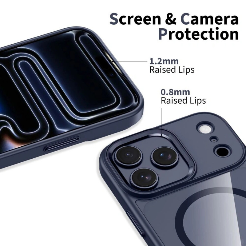 Tech-Protect MagMat MagSafe capa para Apple iPhone 17 Pro Max, azul profundo/transparente