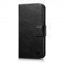 iCarer Oil Wax Wallet Case 2in1 capa de pele com tampa para iPhone 14 Plus, Anti-RFID, preta (WMI14220723-BK)