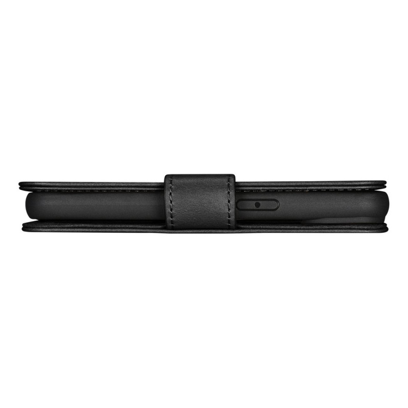 iCarer Oil Wax Wallet Case 2in1 capa de pele com tampa para iPhone 14 Plus, Anti-RFID, preta (WMI14220723-BK)