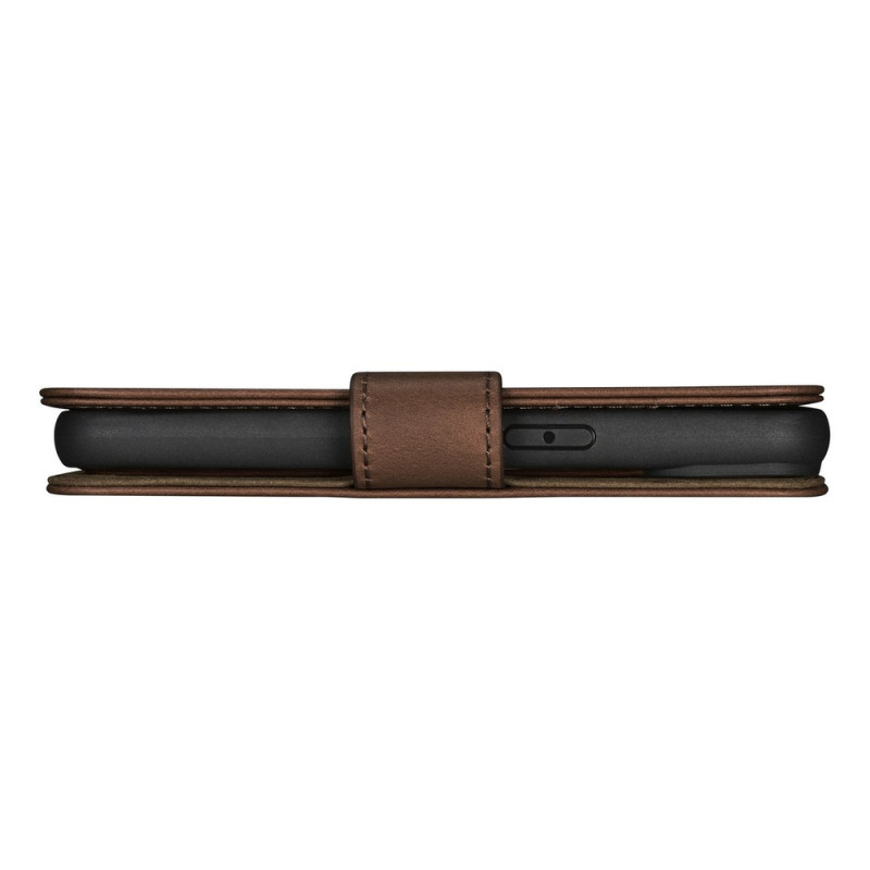 iCarer Oil Wax Wallet Case 2in1 capa de pele com tampa para iPhone 14 Plus, Anti-RFID, castanha (WMI14220723-BN)