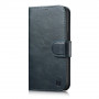 iCarer Oil Wax Wallet Case 2in1 capa de pele com tampa para iPhone 14 Plus, Anti-RFID, azul (WMI14220723-BU)