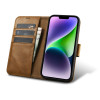 iCarer Oil Wax Wallet Case 2in1 capa de pele com tampa para iPhone 14 Plus, Anti-RFID, castanha (WMI14220723-TN)