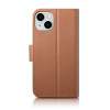 iCarer Wallet Case 2in1 capa de pele com tampa para iPhone 14 Plus, Anti-RFID, castanha (WMI14220727-BN)