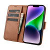 iCarer Wallet Case 2in1 capa de pele com tampa para iPhone 14 Plus, Anti-RFID, castanha (WMI14220727-BN)