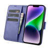 iCarer Wallet Case 2in1 capa de pele com tampa para iPhone 14 Plus, Anti-RFID, roxa clara (WMI14220727-LP)