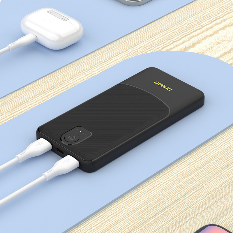 Power bank Dudao K10 de 10000 mAh, 2 x USB-A, 2,4 A, branco