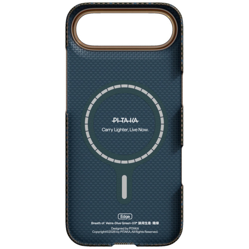 PITAKA Edge Case Breath of Veins capa para Apple iPhone Air, dive green