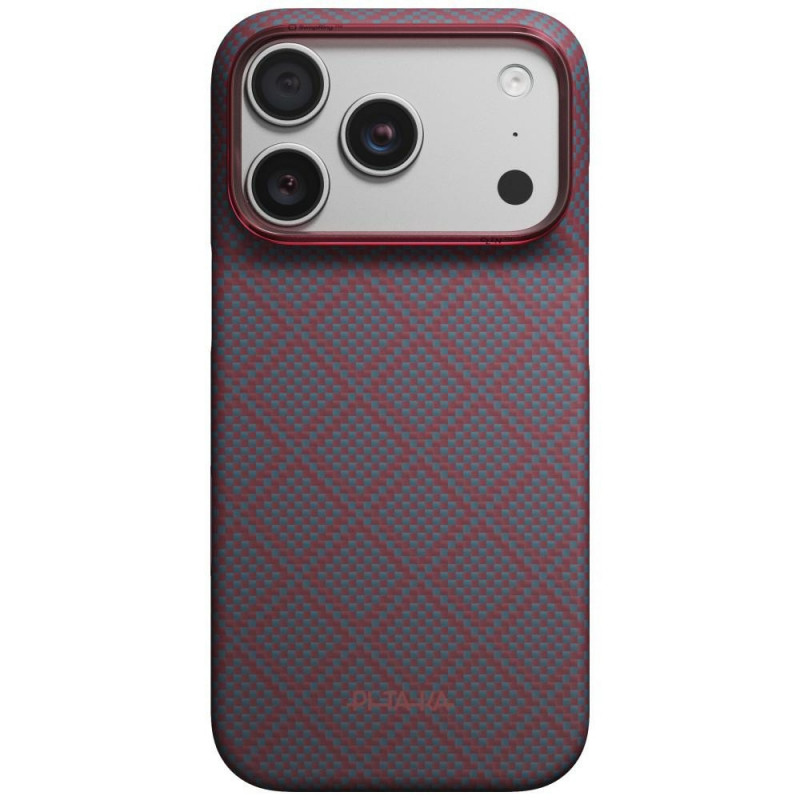 PITAKA Edge Case Argyle MagSafe capa para Apple iPhone 18 Pro / 17 Pro, azul e vermelha