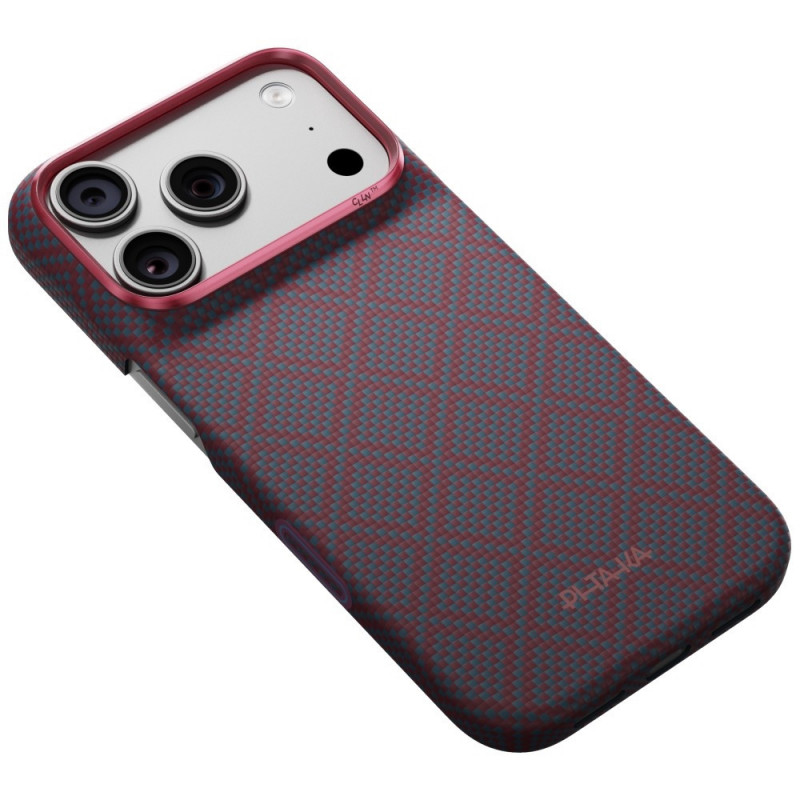 PITAKA Edge Case Argyle MagSafe capa para Apple iPhone 18 Pro / 17 Pro, azul e vermelha