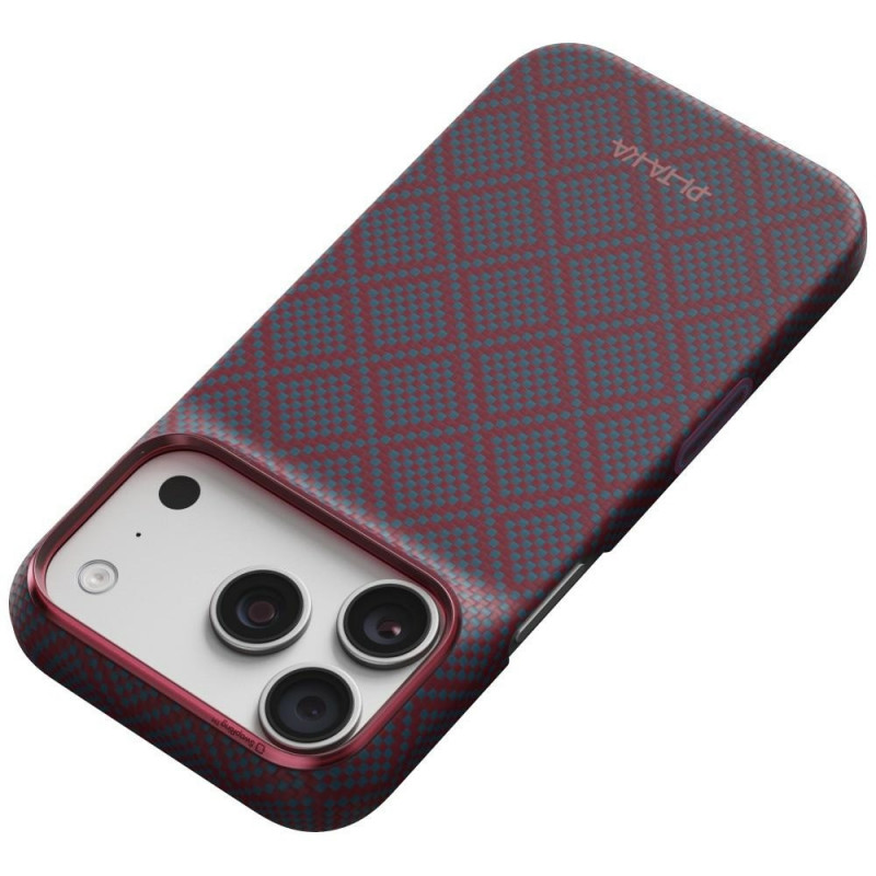 PITAKA Edge Case Argyle MagSafe capa para Apple iPhone 18 Pro / 17 Pro, azul e vermelha