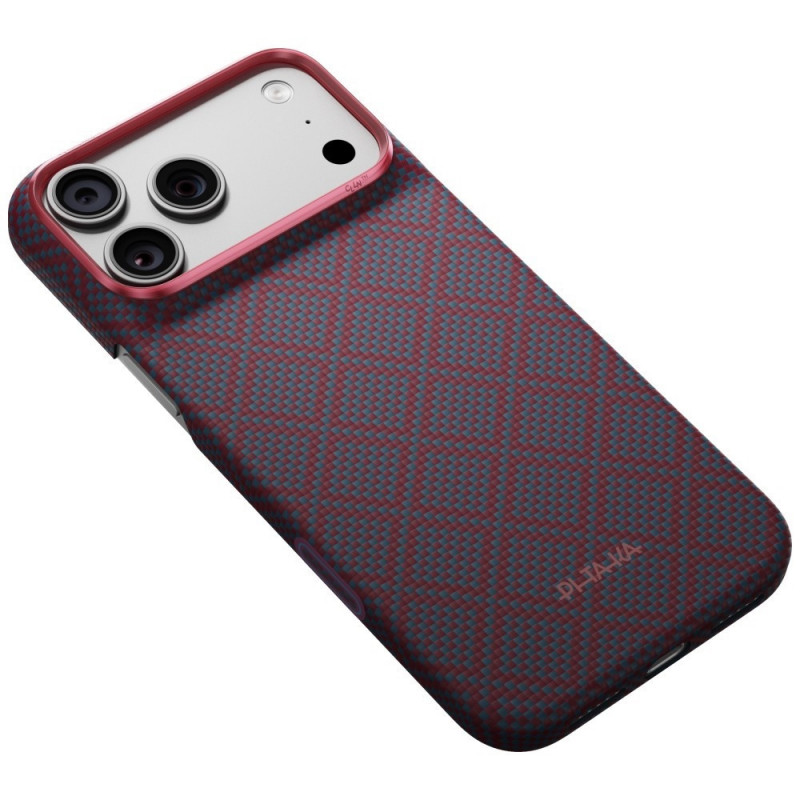 PITAKA Edge Case Argyle MagSafe capa para Apple iPhone 18 Pro Max / 17 Pro Max, azul e vermelha