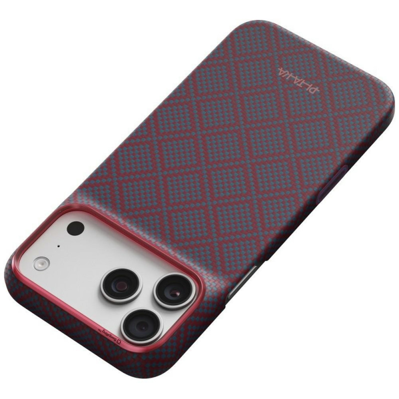 PITAKA Edge Case Argyle MagSafe capa para Apple iPhone 18 Pro Max / 17 Pro Max, azul e vermelha