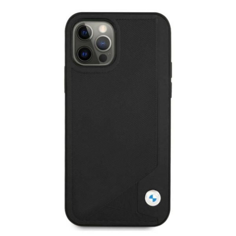 BMW BMHCP12MRCDPK Capa rígida Apple iPhone 12 / 12 Pro Leather Deboss, preta