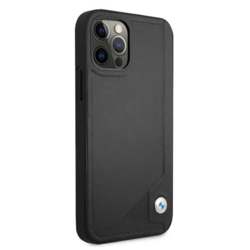 BMW BMHCP12MRCDPK Capa rígida Apple iPhone 12 / 12 Pro Leather Deboss, preta