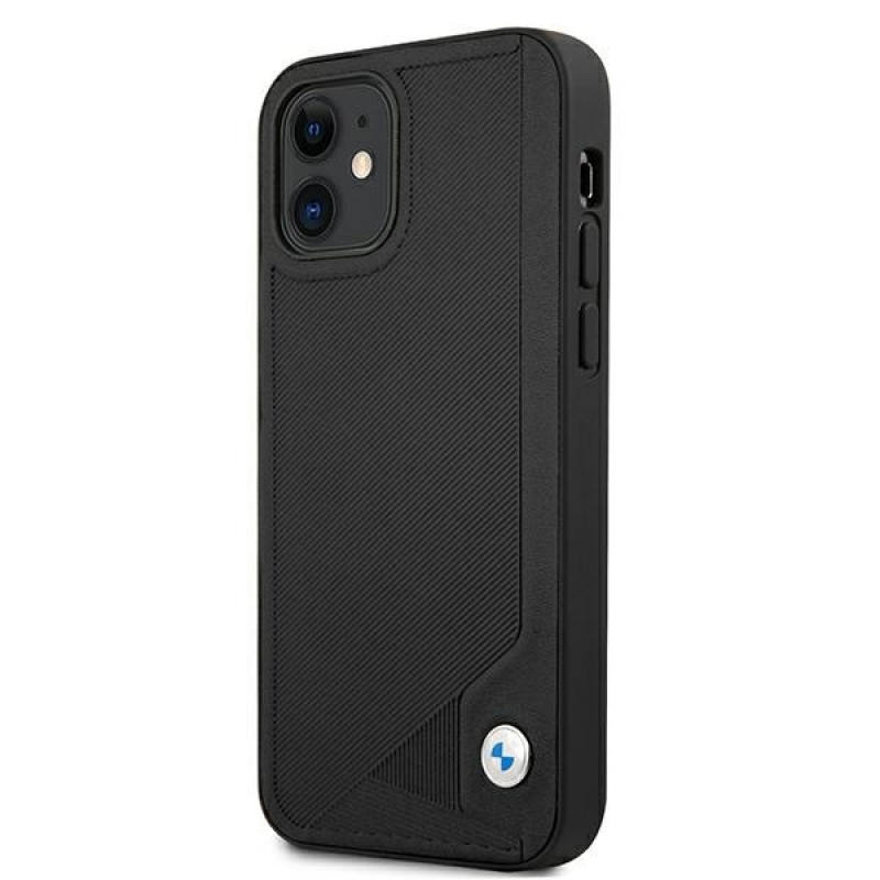 BMW BMHCP12SRCDPK Capa rígida Apple iPhone 12 mini Leather Deboss, preta