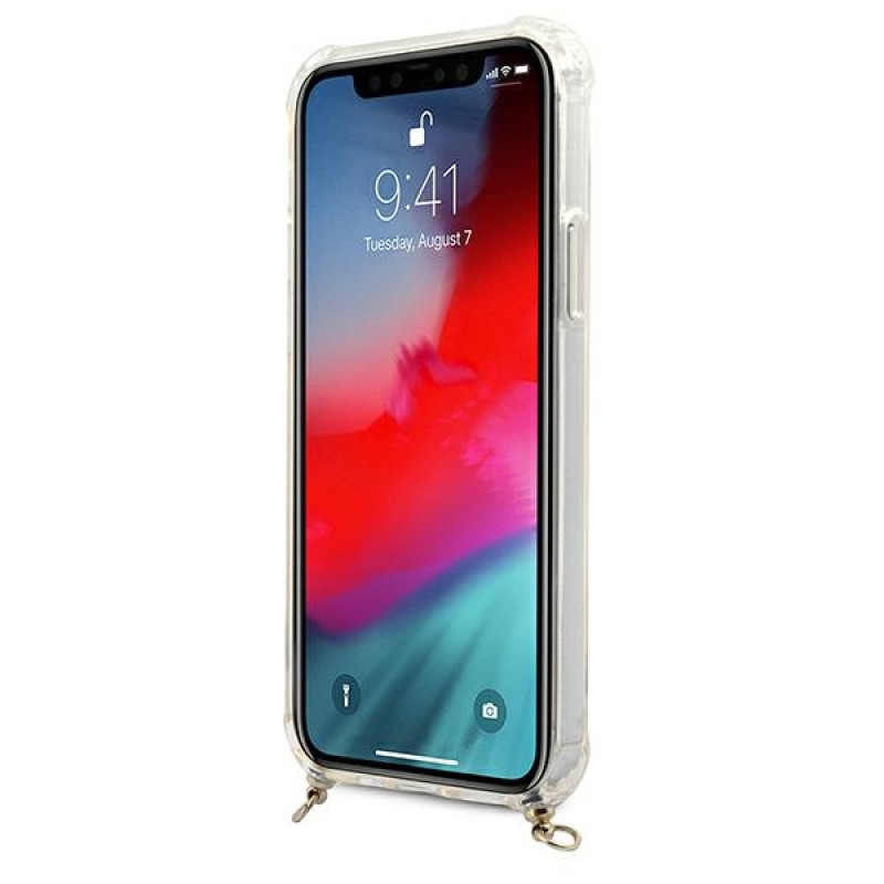 Guess GUHCP12MKC4GSGO Capa rígida Apple iPhone 12 / 12 Pro 4G Gold Chain, Transparente