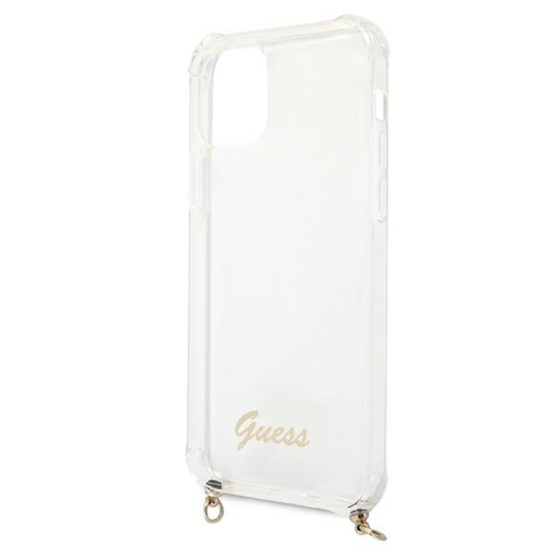 Guess GUHCP12MKC4GSGO Capa rígida Apple iPhone 12 / 12 Pro 4G Gold Chain, Transparente