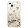 Guess GUHCP13SLGPEGO Capa rígida Apple iPhone 13 mini Peony Liquid Glitter, dourada