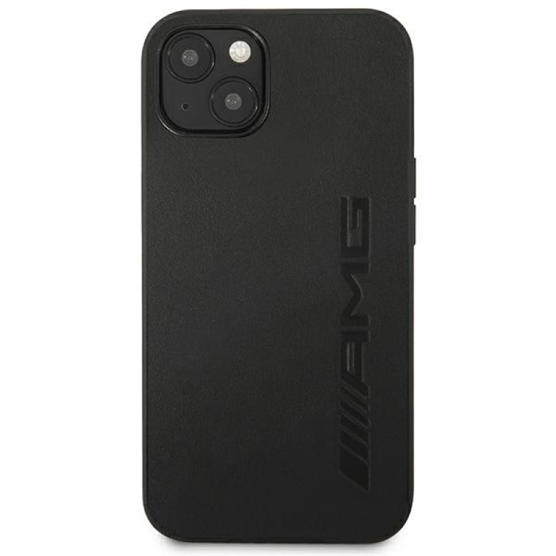 Mercedes-AMG AMHCP14SDOLBK capa rígida Apple iPhone 14 Leather Hot Stamped, preta