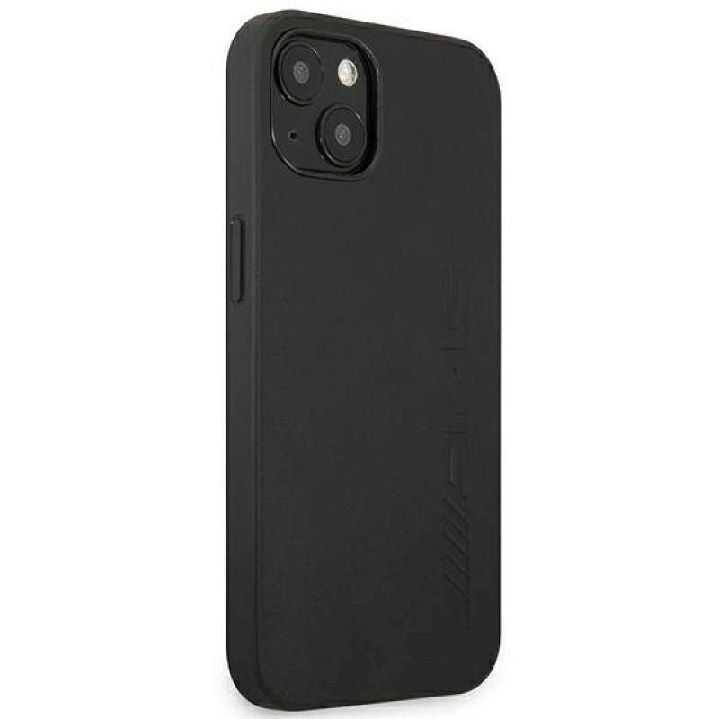 Mercedes-AMG AMHCP14MDOLBK Capa rígida Leather Hot Stamped para Apple iPhone 14 Plus / 15 Plus, preta