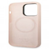 Capa Guess Silicone Metal Logo compatível com MagSafe para Apple iPhone 14 Pro, rosa