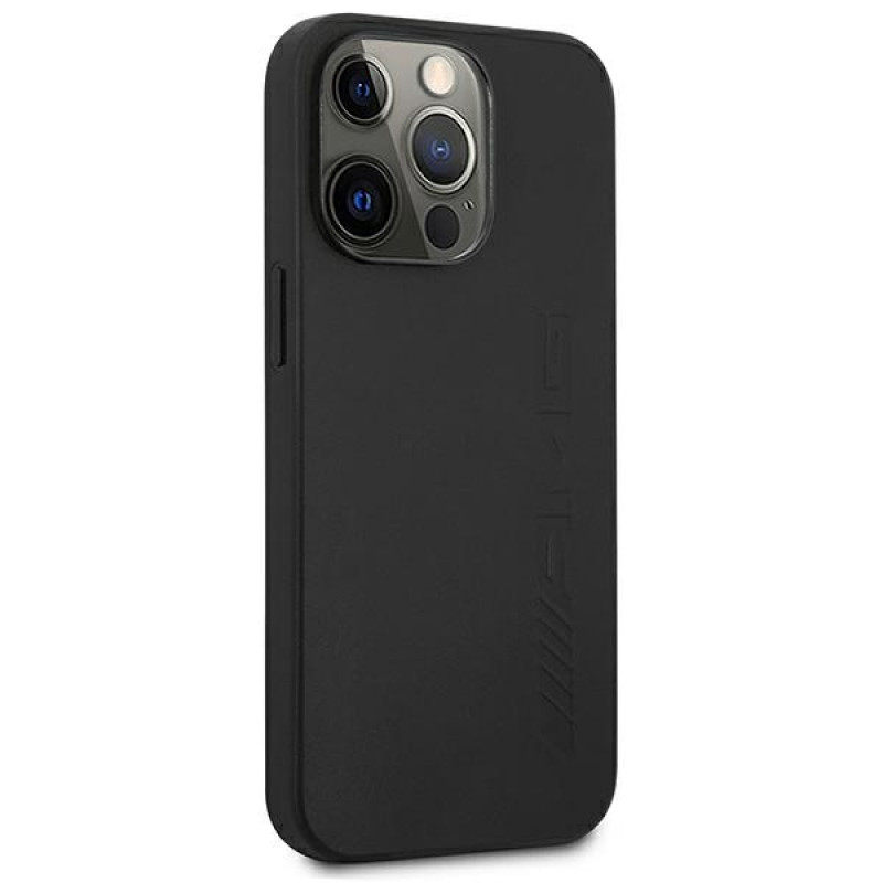 Mercedes-AMG AMHCP14LDOLBK Capa rígida Apple iPhone 14 Pro, Leather Hot Stamped, preta