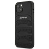 Mercedes-AMG AMHCP14MGSEBK Capa rígida para Apple iPhone 14 Plus / 15 Plus, Leather Debossed Lines, preta