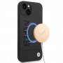BMW BMHMP14MSLBLBK capa rígida para Apple iPhone 14 Plus / 15 Plus, Silicone Signature Logo MagSafe, preta