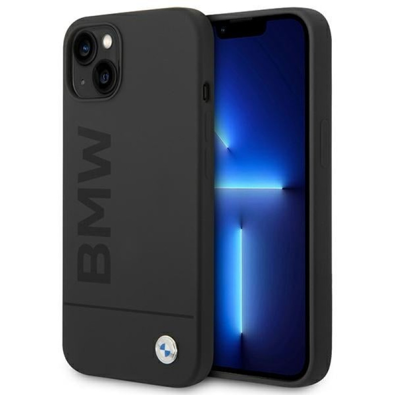 BMW BMHMP14MSLBLBK capa rígida para Apple iPhone 14 Plus / 15 Plus, Silicone Signature Logo MagSafe, preta