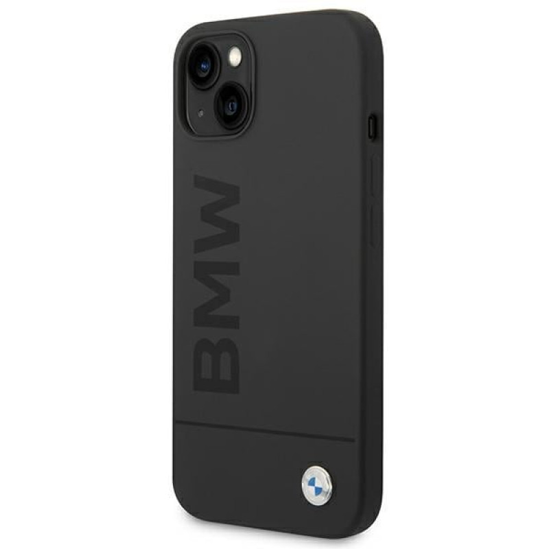 BMW BMHMP14MSLBLBK capa rígida para Apple iPhone 14 Plus / 15 Plus, Silicone Signature Logo MagSafe, preta