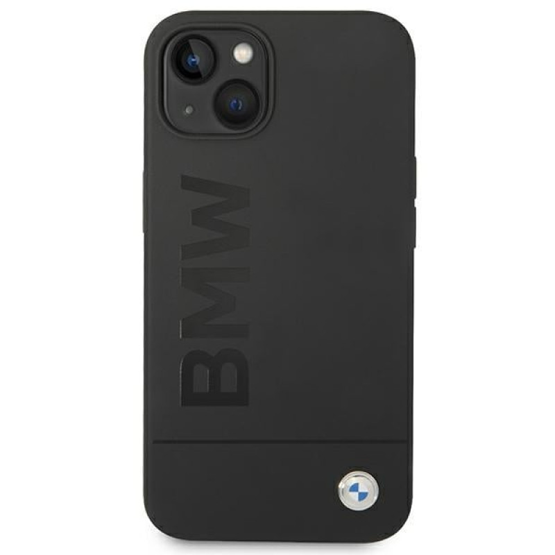 BMW BMHMP14MSLBLBK capa rígida para Apple iPhone 14 Plus / 15 Plus, Silicone Signature Logo MagSafe, preta