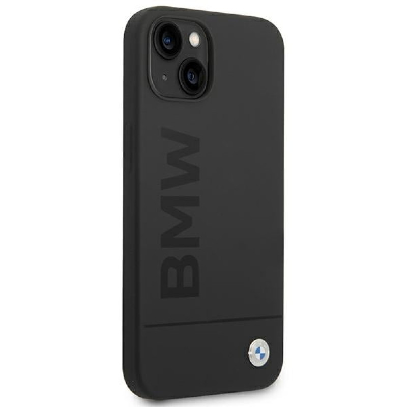 BMW BMHMP14MSLBLBK capa rígida para Apple iPhone 14 Plus / 15 Plus, Silicone Signature Logo MagSafe, preta
