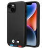 Capa BMW BMHMP14S22PTDK para Apple iPhone 14, Leather Stamp Tricolor MagSafe, preta