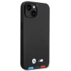 Capa BMW BMHMP14S22PTDK para Apple iPhone 14, Leather Stamp Tricolor MagSafe, preta