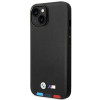 Capa BMW BMHMP14M22PTDK para Apple iPhone 14 Plus / 15 Plus, Leather Stamp Tricolor MagSafe, preta
