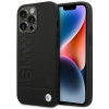 Capa BMW BMHCP14LSLLBK para Apple iPhone 14 Pro, Leather Stamp, preta