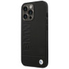 Capa BMW BMHCP14LSLLBK para Apple iPhone 14 Pro, Leather Stamp, preta