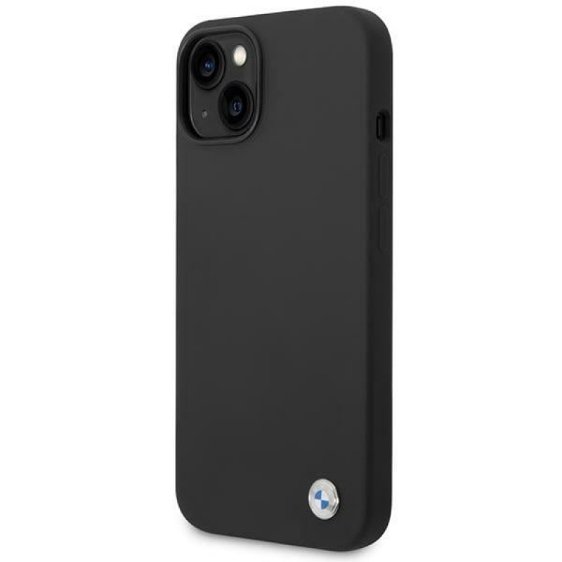 Capa BMW BMHCP14MSILBK para Apple iPhone 14 Plus / 15 Plus, Silicone Metal Logo, preta