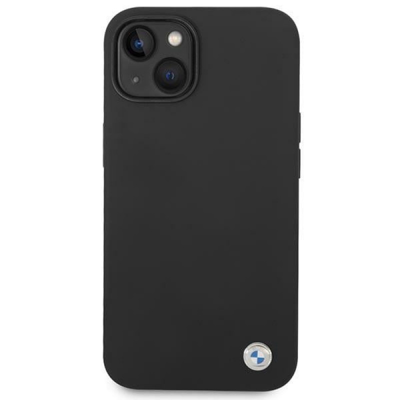 BMW BMHCP14SSILBK capa para Apple iPhone 14, Silicone Metal Logo, preta